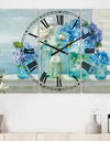 Coastl Flowers Bouquets - Cottage 3 Panels Large Wall CLock