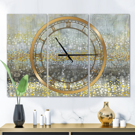 Glam Rain Abstract III - Glam 3 Panels Large Wall CLock