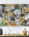 Gold Glamour Squares II - Glam 3 Panels Oversized Wall CLock