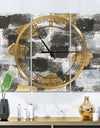 Gold Glamour Squares I - Glam 3 Panels Oversized Wall CLock