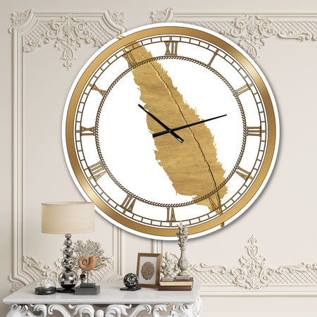 Glam pure Gold Feather I - Glam Large Wall CLock