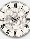 Pen and Ink Florals IV - Farmhouse Large Wall CLock