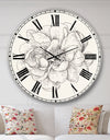 Pen and Ink Florals IV - Farmhouse Large Wall CLock