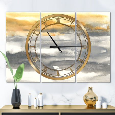 Gold Glamour Direction II - Glam 3 Panels Oversized Wall CLock