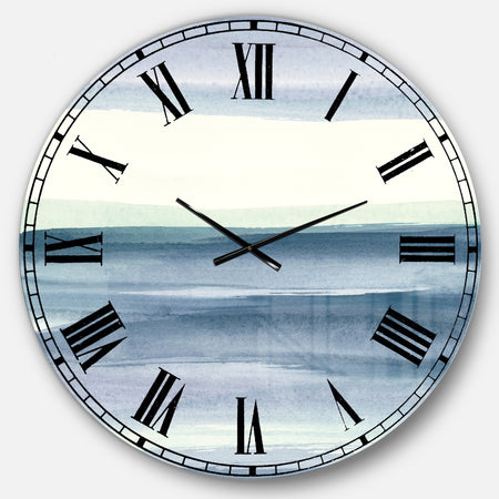 Porch & Den Mint Indigo Dawn I - Farmhouse Oversized Metal Clock