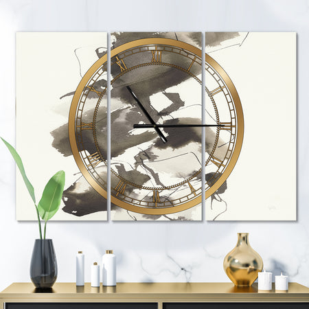 Geometric Glam Square I - Glam 3 Panels Oversized Wall CLock