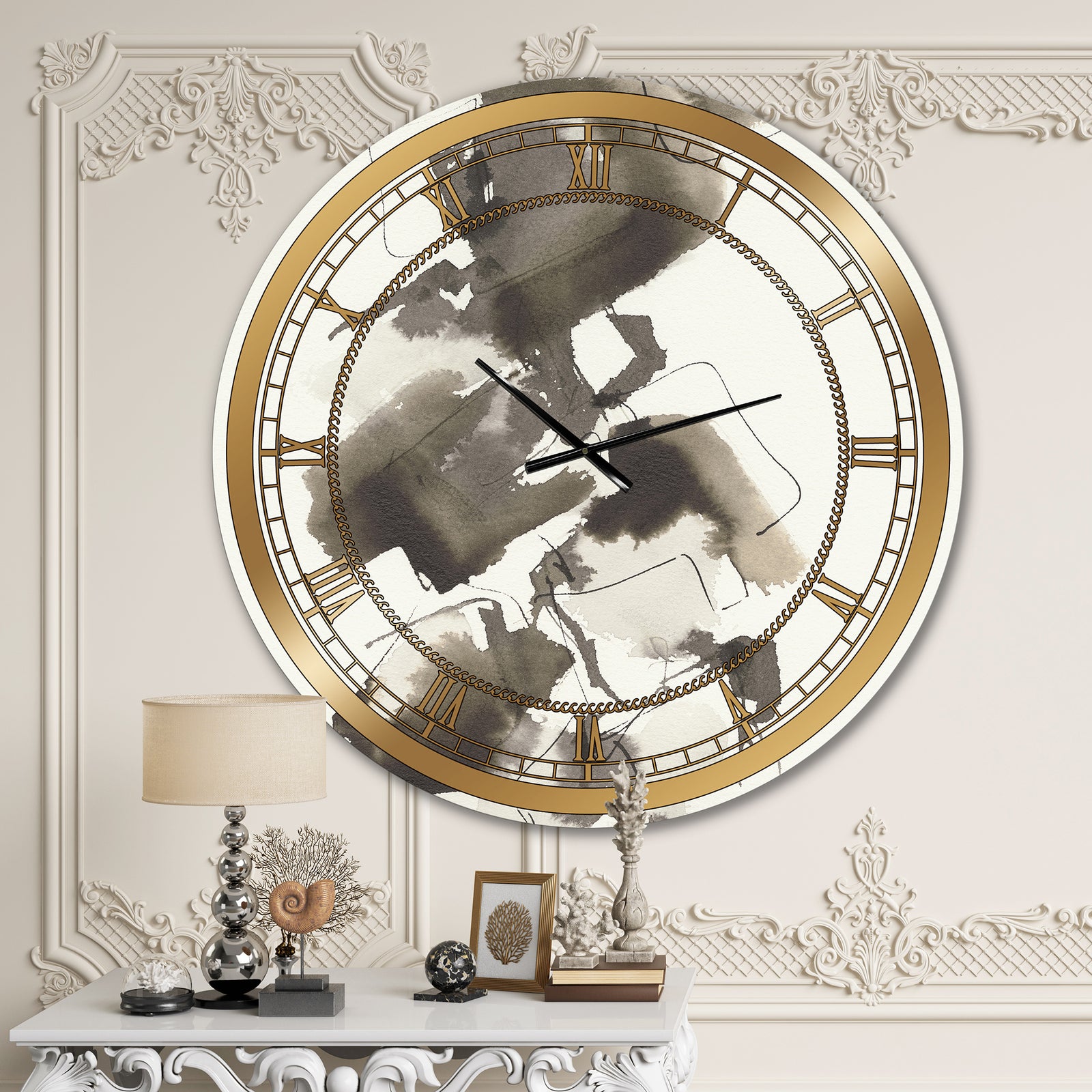 Geometric Glam Square I - Glam Large Wall CLock