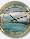 Glam Teal Watercolor I - Glam Large Wall CLock
