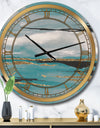 Glam Teal Watercolor I - Glam Large Wall CLock