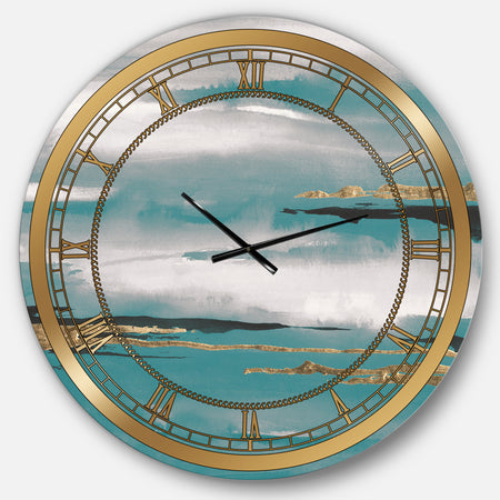 Glam Teal Watercolor II - Glam Wall CLock