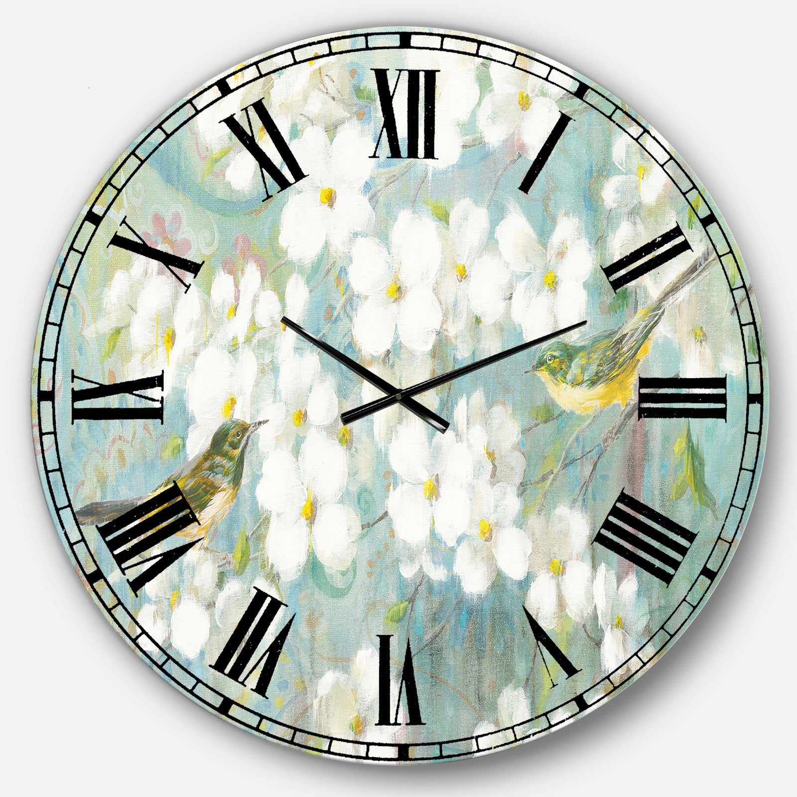 Birds on Blossom - Traditional Large Wall CLock