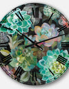 Floral Succulents - Traditional Large Wall CLock