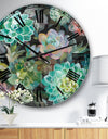 Floral Succulents - Traditional Large Wall CLock