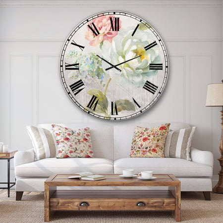 Country Flower Bouquet - Cabin & Lodge Wall CLock