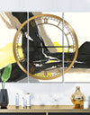 Glam Black and Yellow I - Glam 3 Panels Oversized Wall CLock