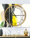 Glam Black and Yellow II - Glam 3 Panels Large Wall CLock