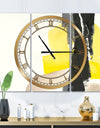 Glam Black and Yellow III - Glam 3 Panels Oversized Wall CLock