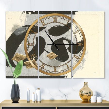 Glam Collage I - Glam 3 Panels Oversized Wall CLock