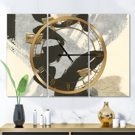 Glam Collage II - Glam 3 Panels Oversized Wall CLock