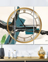 Glam Cerulean I - Glam 3 Panels Oversized Wall CLock