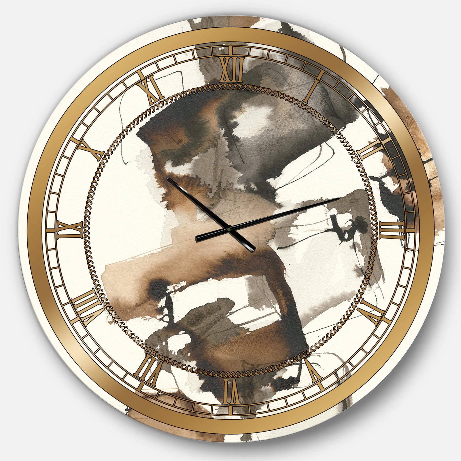 Gold Glam Squares II - Glam Large Wall CLock