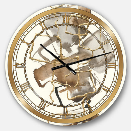 Gold Glam Squares III - Glam Large Wall CLock