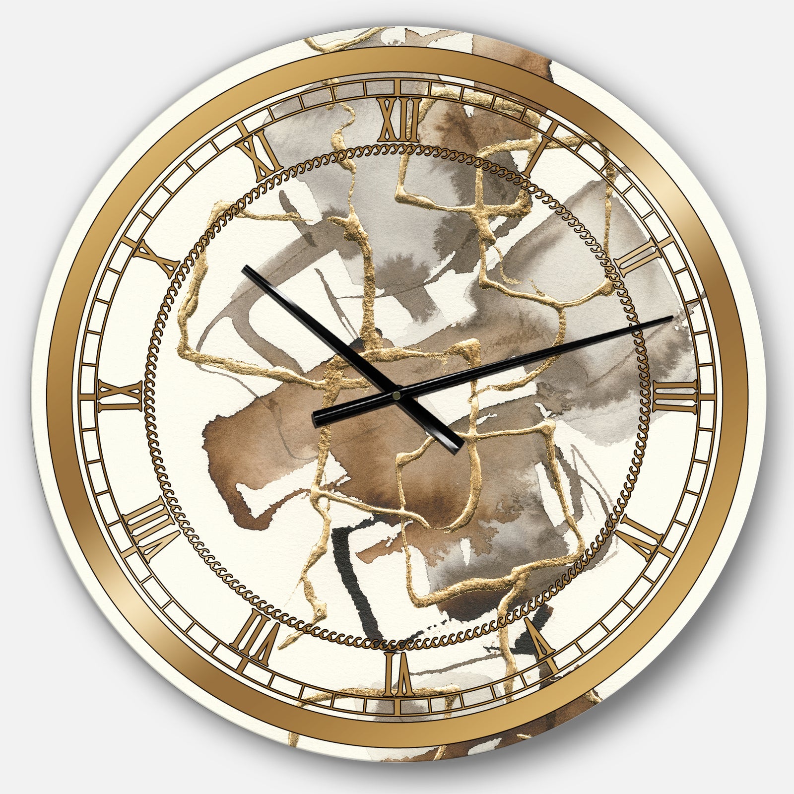 Gold Glam Squares III - Glam Large Wall CLock