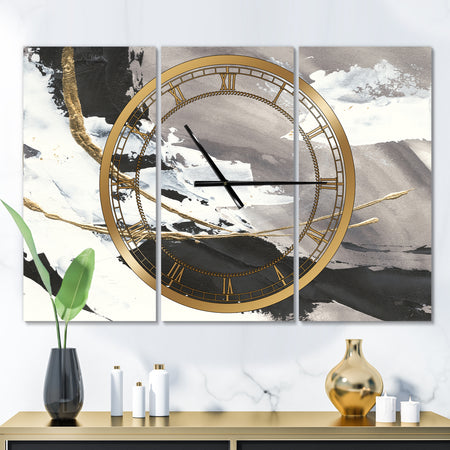 Glam Printed Arcs II - Glam 3 Panels Oversized Wall CLock