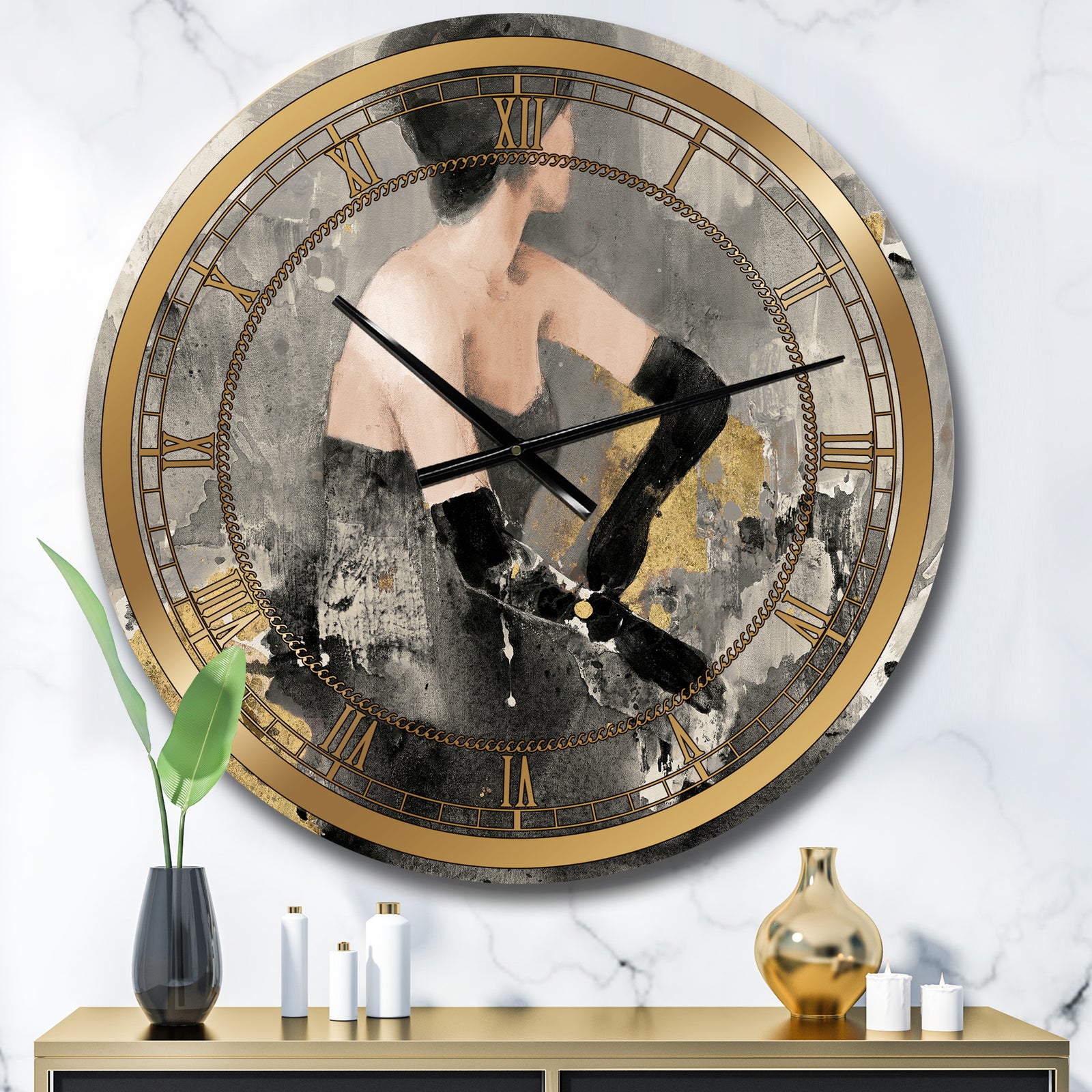 Gold Fashion Dance - Glam Oversized Wall CLock