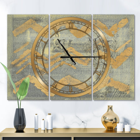 Glam Metallic Form III - Glam 3 Panels Oversized Wall CLock