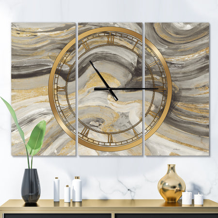 Glam Gold Canion - Glam 3 Panels Oversized Wall CLock