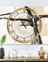 Creamy Tan Form I - Glam 3 Panels Large Wall CLock