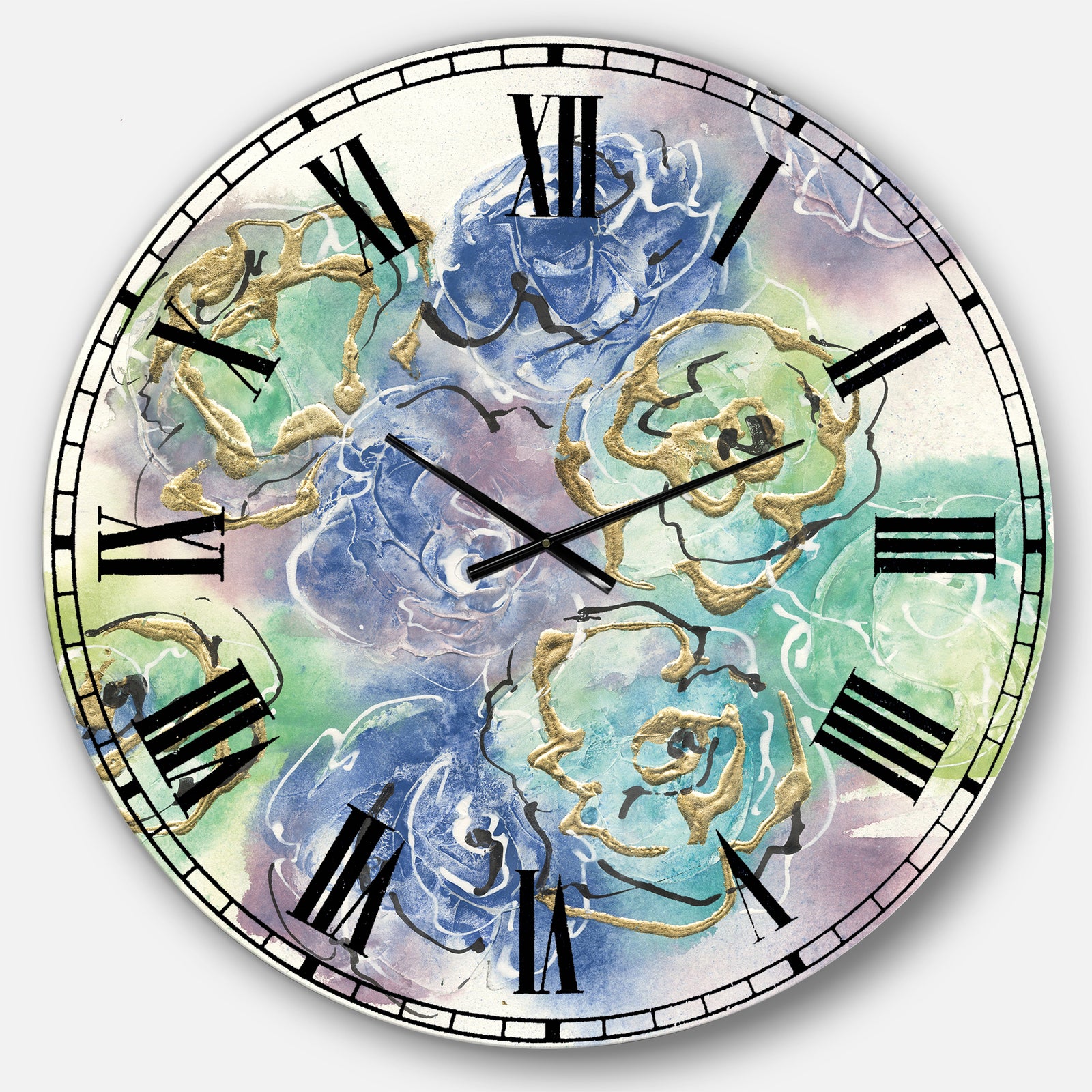 Pastel Foral Composition II - Cabin & Lodge Large Wall CLock