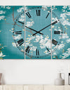 Blue Cherry Blossoms I - Cottage 3 Panels Large Wall CLock