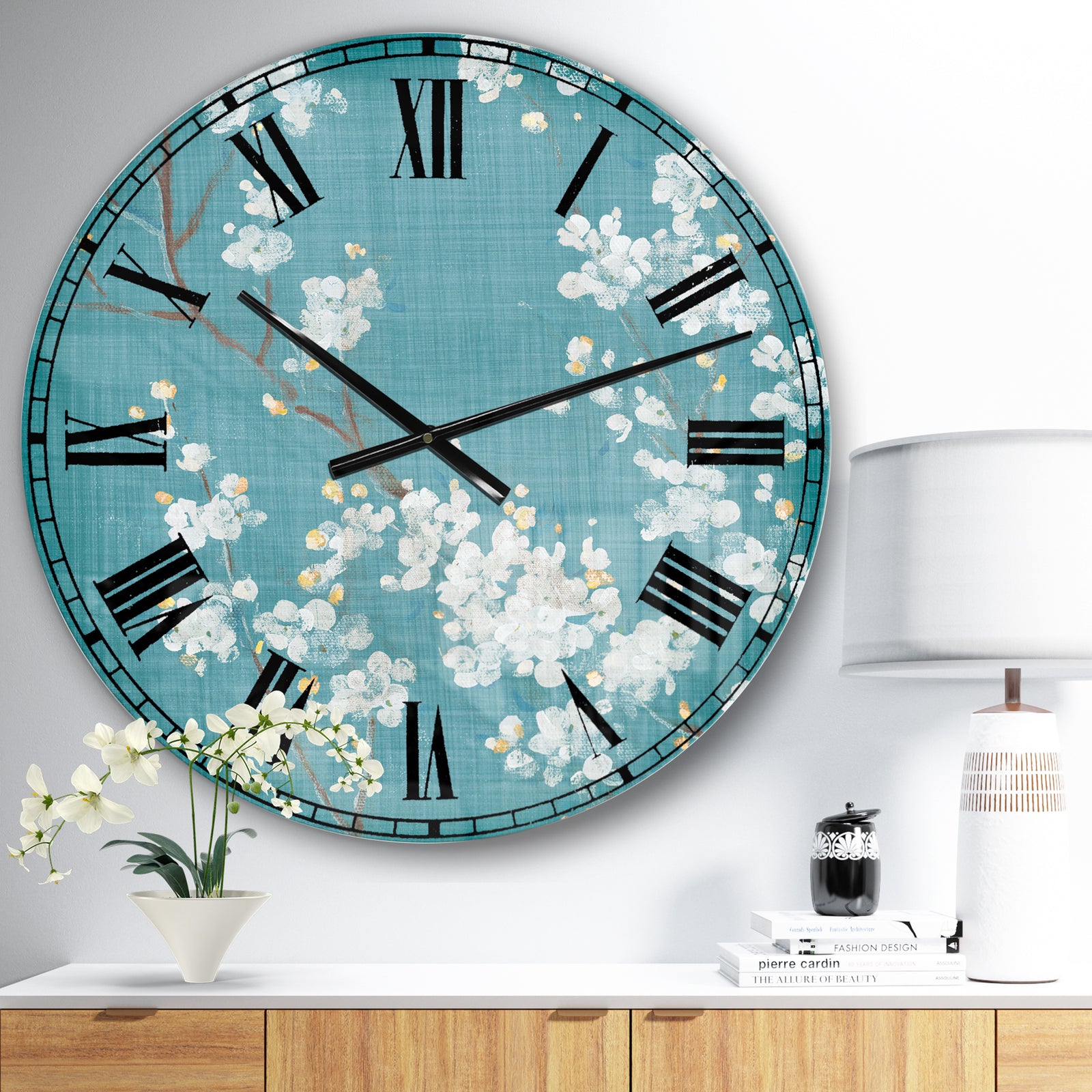 Blue Cherry Blossoms I - Cabin & Lodge Wall CLock