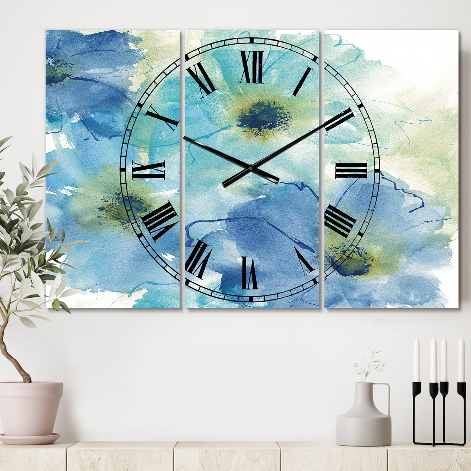 Seashell Cosmos II - Cottage 3 Panels Oversized Wall CLock