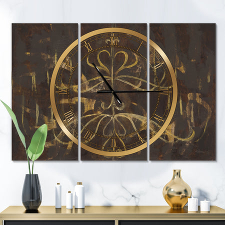 Glam Gold Chandelier - Glam 3 Panels Oversized Wall CLock