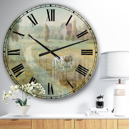 Tranquil Country Field - Farmhouse Large Wall CLock