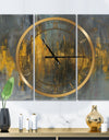 Black and Gold Glam Abstract - Glam 3 Panels Oversized Wall CLock