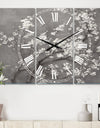 White Cherry Blossoms I - Cottage 3 Panels Large Wall CLock