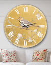 Gold Bird on Blossoms I - Farmhouse Large Wall CLock