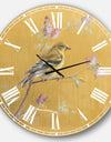 Gold Bird on Blossoms III - Farmhouse Wall CLock