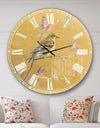 Gold Bird on Blossoms III - Farmhouse Wall CLock