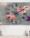 Peonies and Paisley - Cottage 3 Panels Oversized Wall CLock