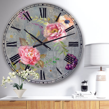 Peonies and Paisley - Cabin & Lodge Large Wall CLock