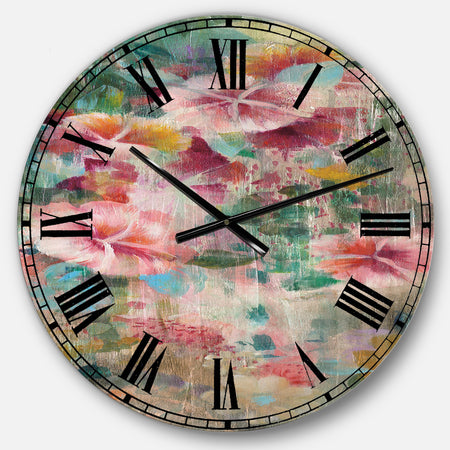 Flower Shower III - Cabin & Lodge Large Wall CLock