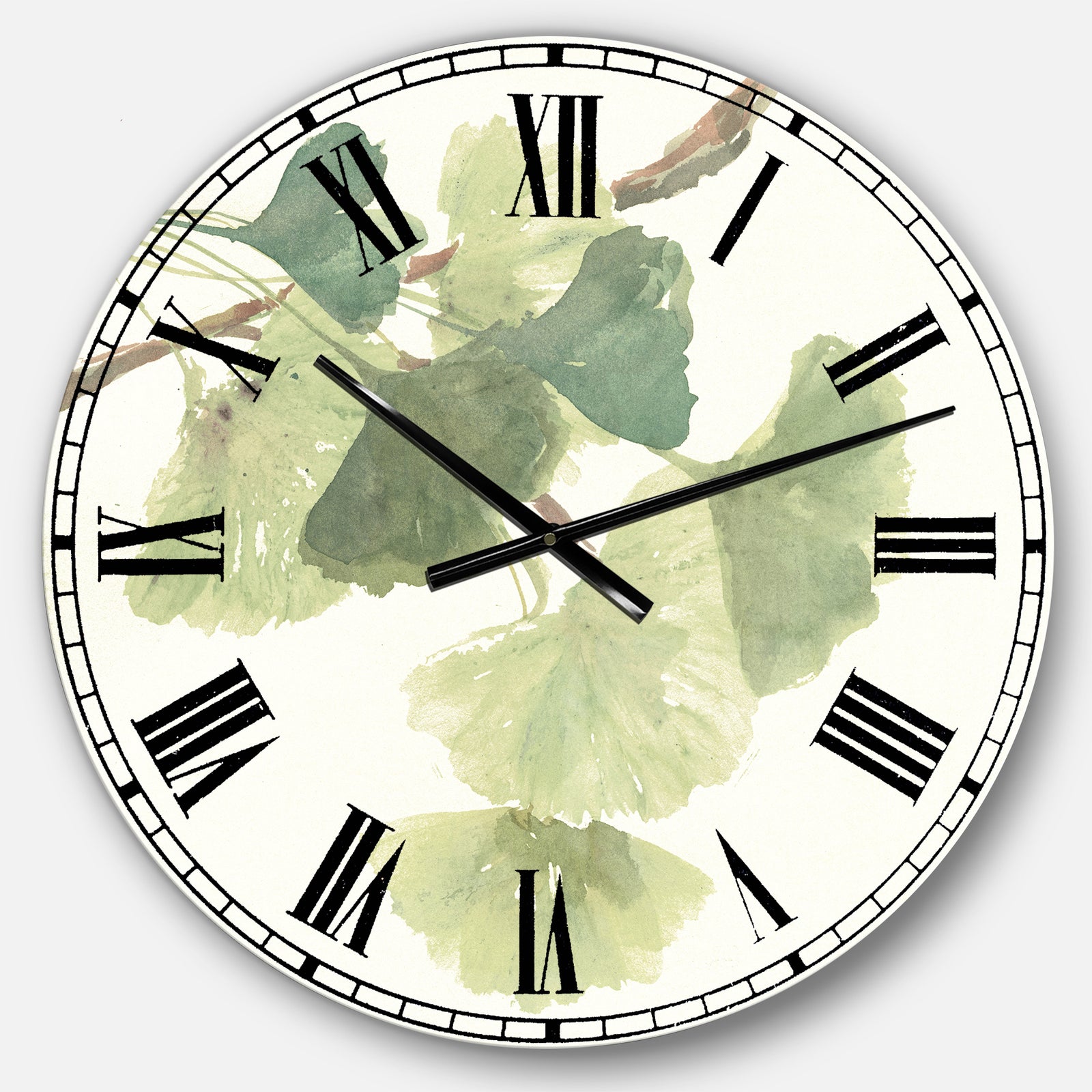 Watercolor Gingko Leaves I - Cabin & Lodge Large Wall CLock