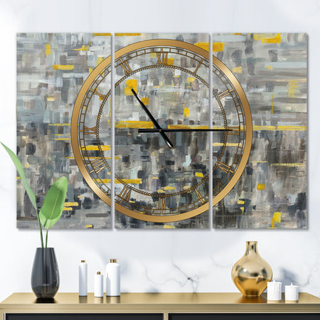 Glam Gold Reflection - Glam 3 Panels Oversized Wall CLock