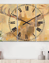 Golden Deer I - Cottage 3 Panels Oversized Wall CLock