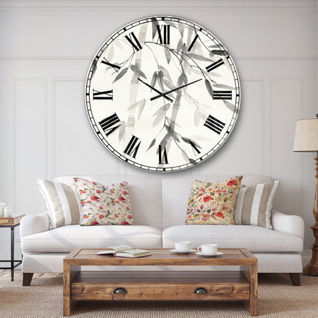 Simplist Bamboo Leaves V - Cabin & Lodge Large Wall CLock